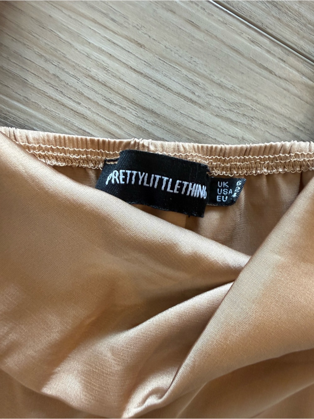 PrettyLittleThing Satin Slip Dress in Champagne - Picture 3 of 5